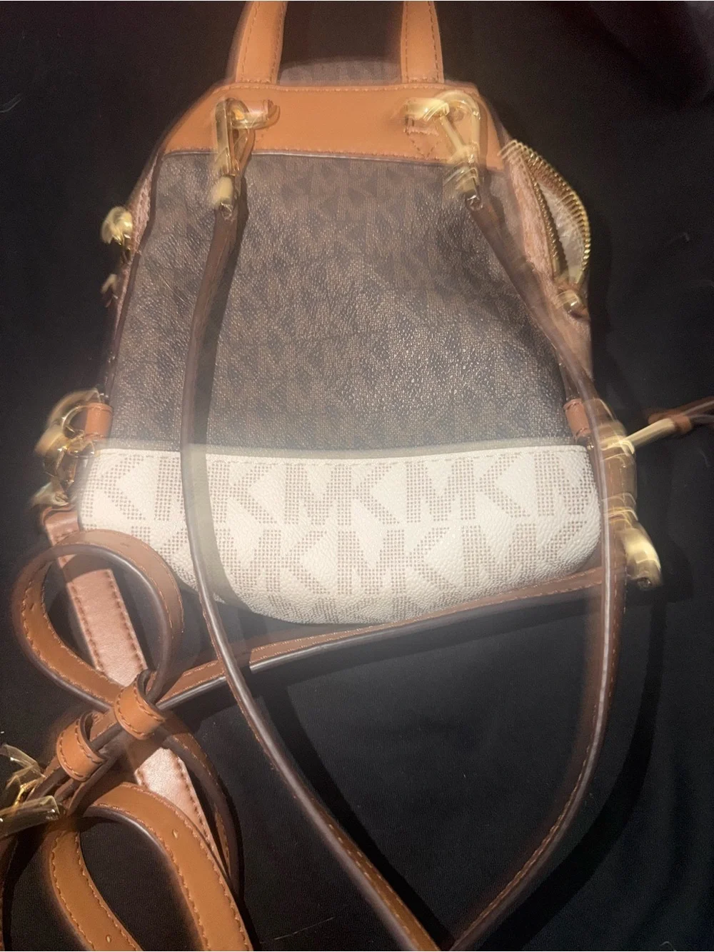 Michael Kors Women's Signature Stripe Mini Backpack - Brown/Cream